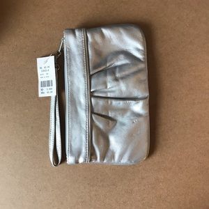 Icing silver wristlet clutch